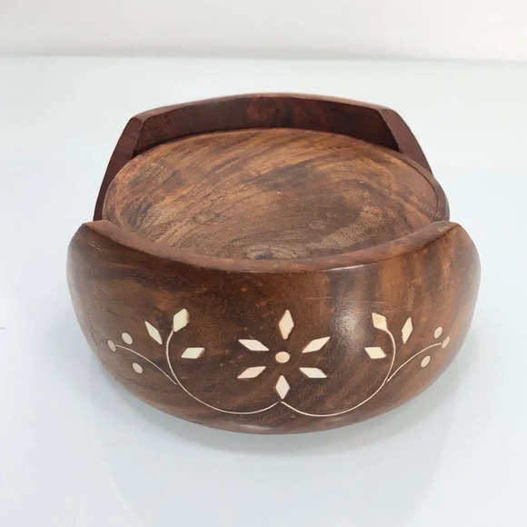 Handmade Set of 5 Wooden Coasters - Picture 4 of 8